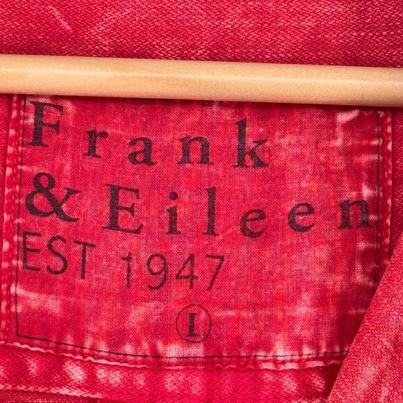 Frank & Eileen orange distressed denim shirt Long Sleeve Size Large womens - Picture 5 of 13